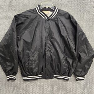 Vintage Haband Black‎ Varsity Jacket Mens 2XL Blank Nylon Bomber School Jacket